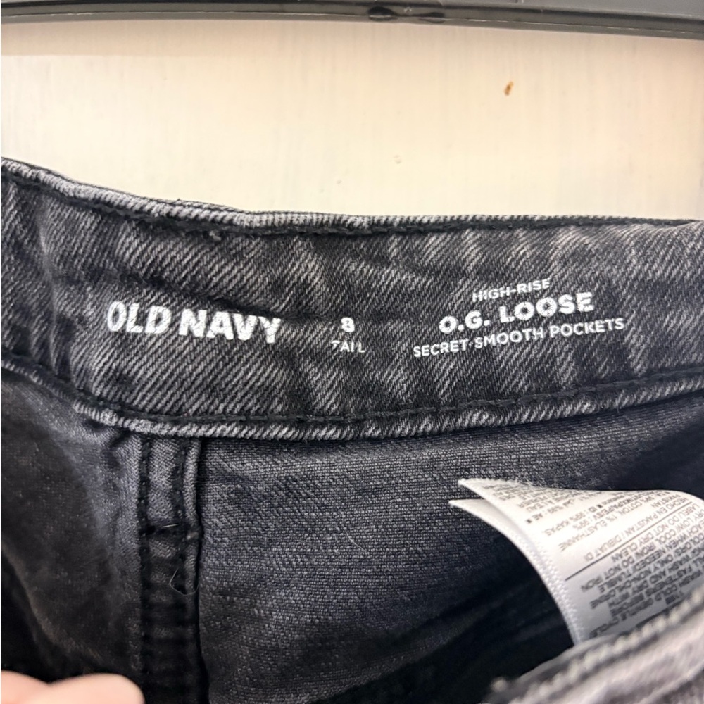 Old Navy Women’s Black Jeans O.G. Loose High Rose 8 Tall - Picture 3 of 4